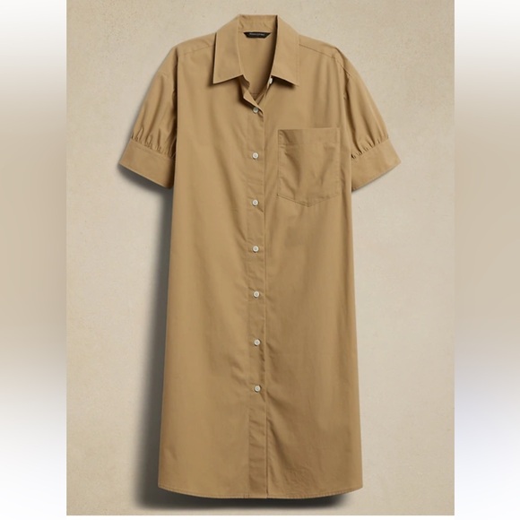 Banana Republic Poplin Knee Length Shirt Dress in Khaki,
Size Small - Picture 3 of 9